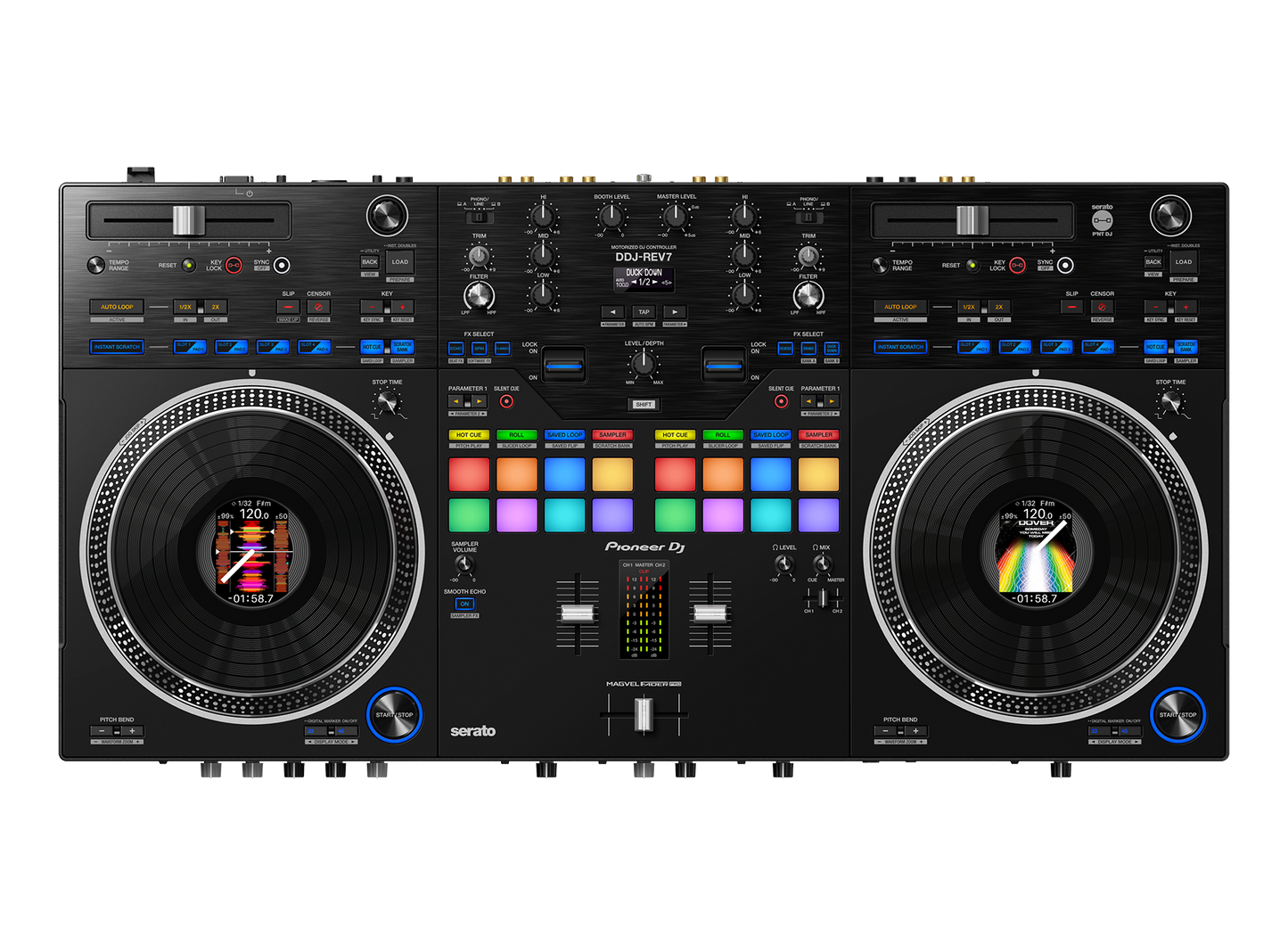 Pioneer DJ DDJ-REV7 Scratch-style 2-channel professional DJ controller for multiple DJ applications (Black)