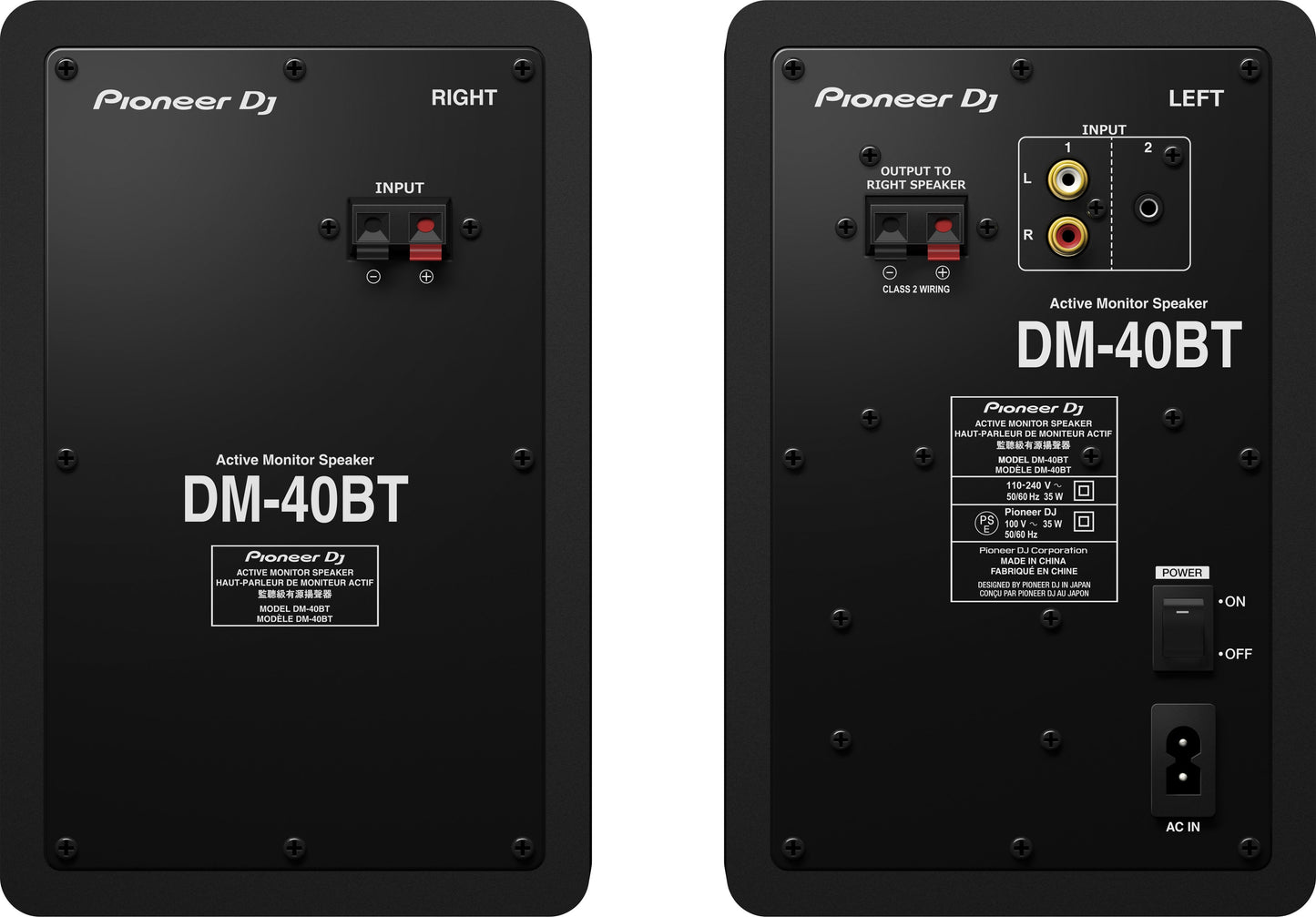 Pioneer DJ DM-40BT 4" Desktop Monitor System with Bluetooth Functionality - Pair (Black)