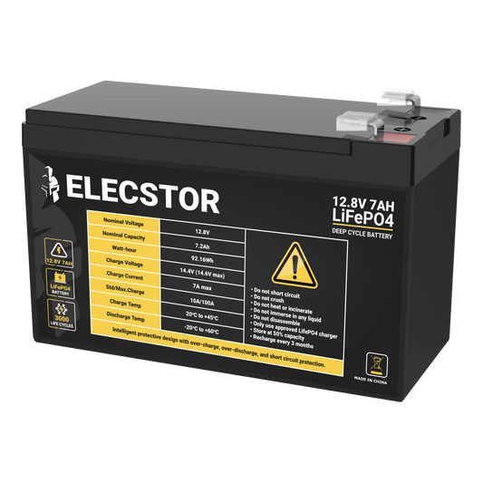 ELECSTOR 12.8V 7AH LIFEPO4 BATTERY 3000 CYCLES - Each