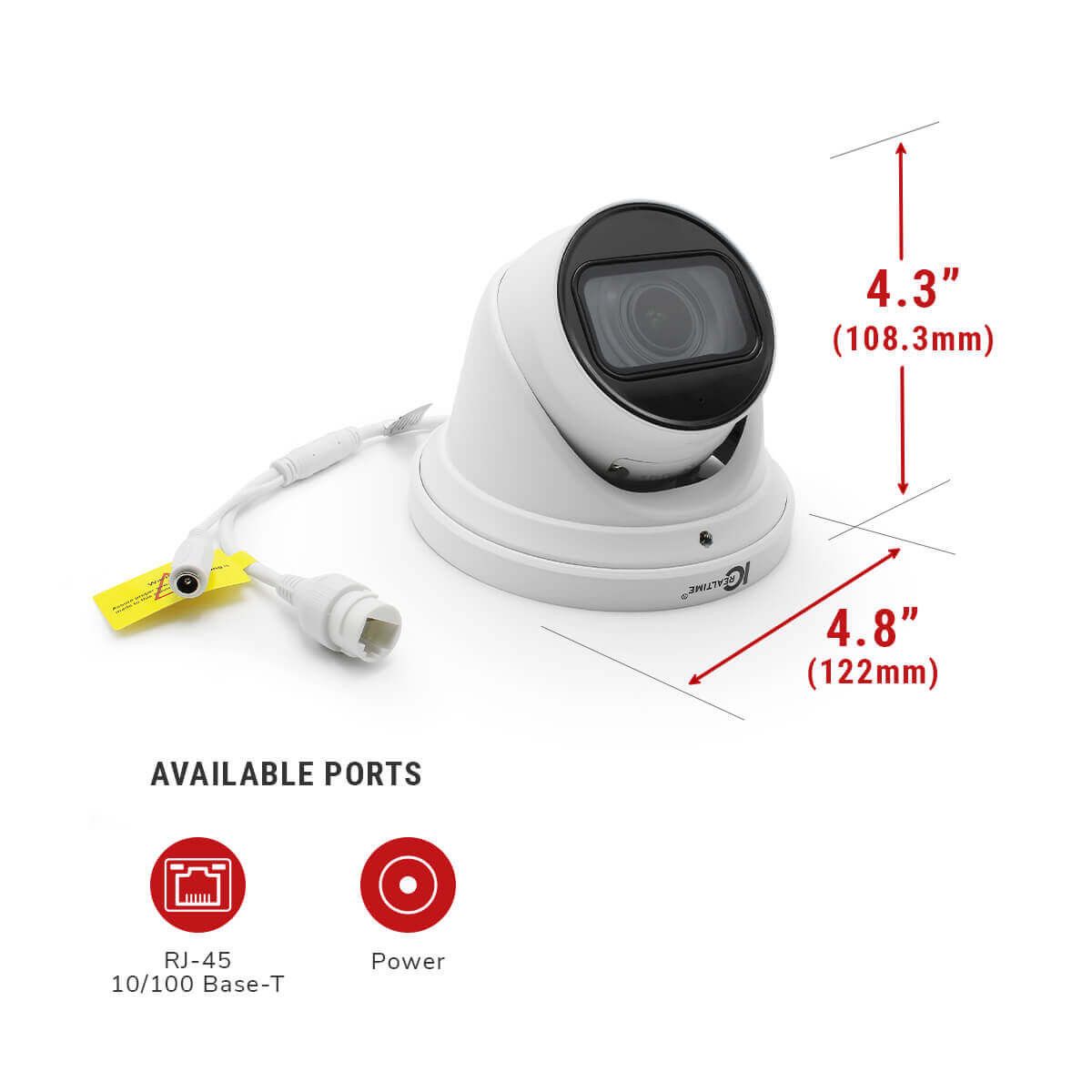 IC Realtime IPFX-E20V-IRW1 2MP IP Indoor/Outdoor Small Size Starlight Eyeball Dome Varifocal 2.7-13.5mm Lens - White