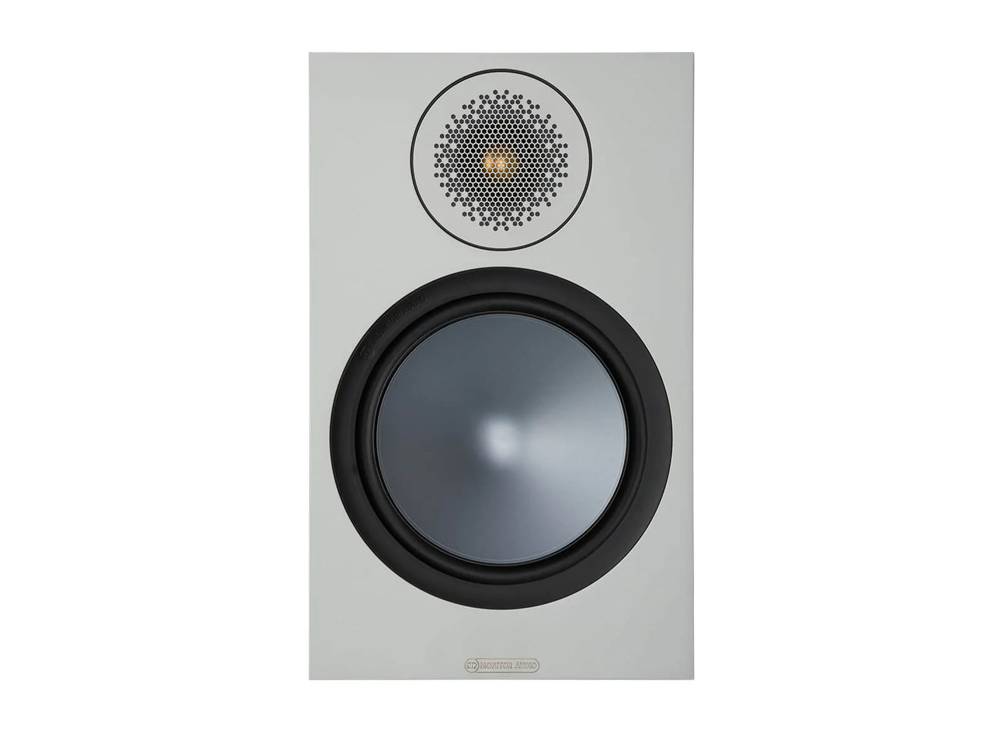 Monitor Audio Bronze 100 Bookshelf Speakers (White) + WiiM Amp (Grey)