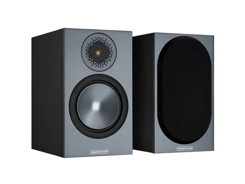 Monitor Audio Bronze 50 Bookshelf Speakers (Black) + WiiM Amp (Grey)