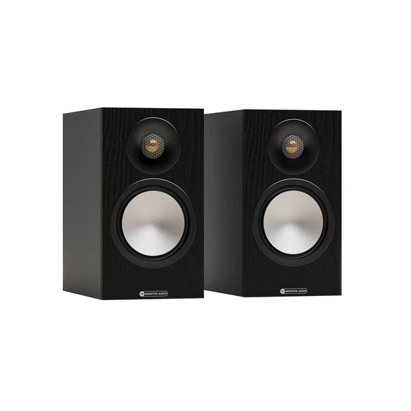 Monitor Audio Bonze 50 7G Bookshelf Speaker - Pair (Black) + WiiM Amp (Grey)