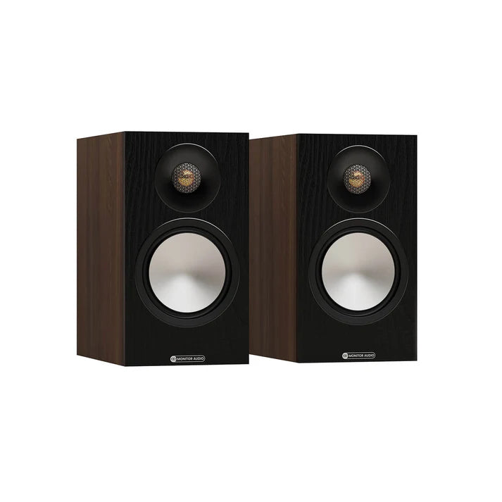 Monitor Audio Bronze 50 7G Bookshelf Speaker - Pair (Walnut) + WiiM Amp Pro Multiroom Streaming Amplifier (Silver)
