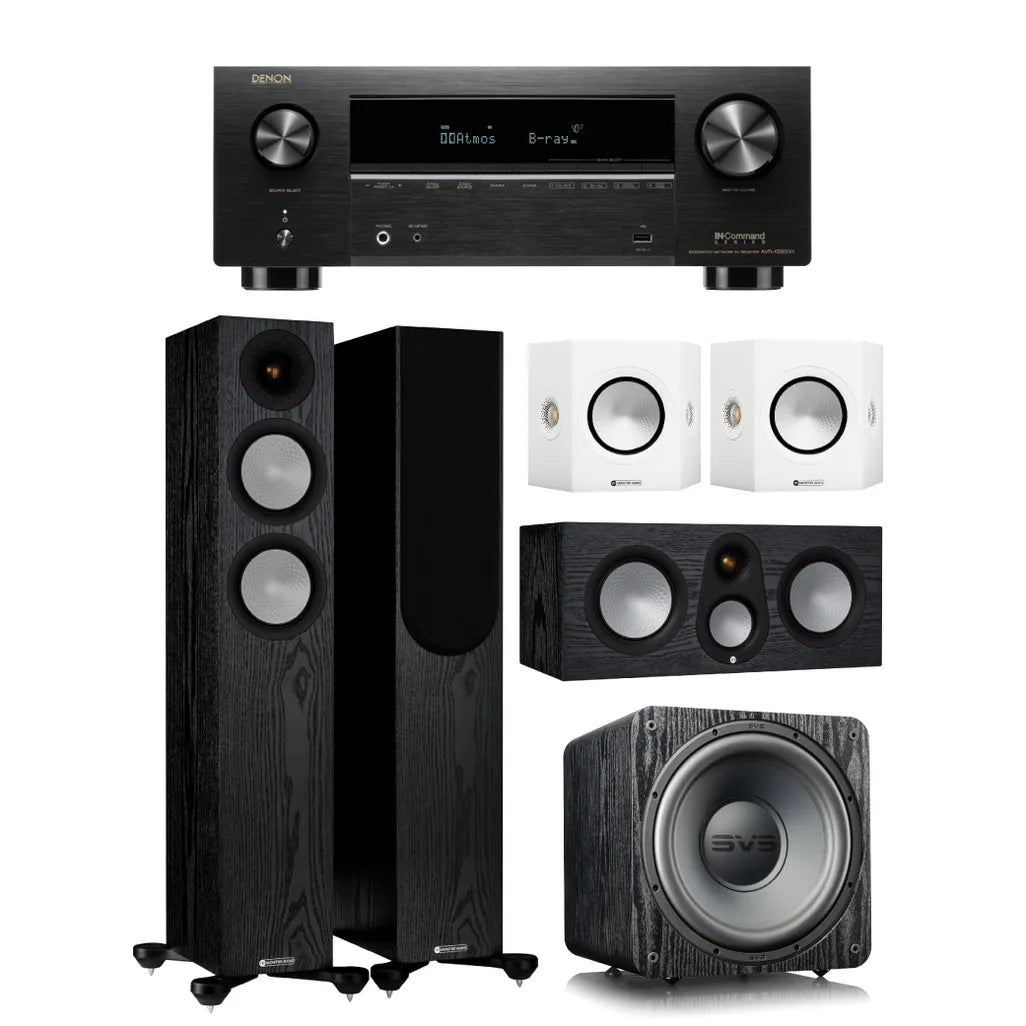 Monitor Audio Silver 200 Home Theatre System (Black Oak) + Denon AVR-X2800H AV Receiver (Black)