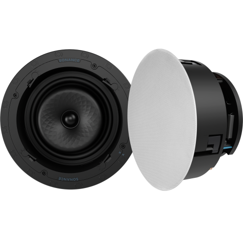 SONANCE VX82R 8" Round In-Ceiling Speaker - Pair (White) + SONOS Amp Stereo Amplifier (Black)