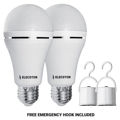 ELECSTOR E27 7W RECHARGEABLE GLOBE - WARM WHITE - 2 Pack