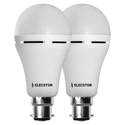 ELECSTOR B22 7W RECHARGEABLE GLOBES - WARM WHITE - 2 Pack