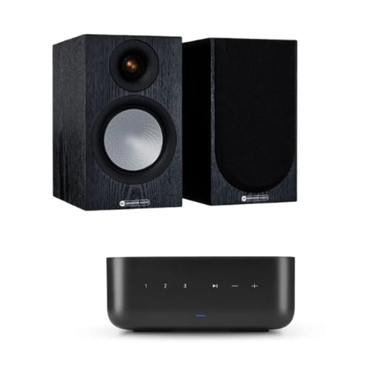 Denon Home Amp 2 Ch. 100W Amplifier (Black) + Monitor Audio Silver 50 7G Bookshelf Speakers - Pair (Black Oak)
