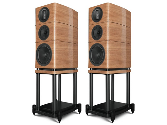 Wharfedale ELYSIAN 2R Standmount Loudspeaker with Speaker Stands- Pair (Light Walnut)