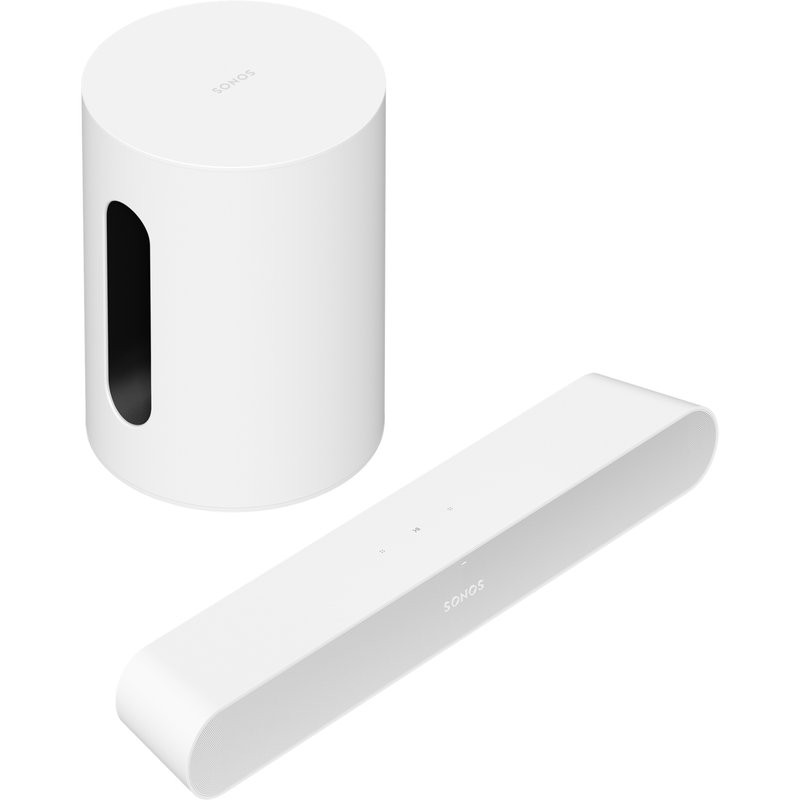 SONOS Ray Compact Soundbar (White) + Sonos Sub Mini Compact Subwoofer - (White)