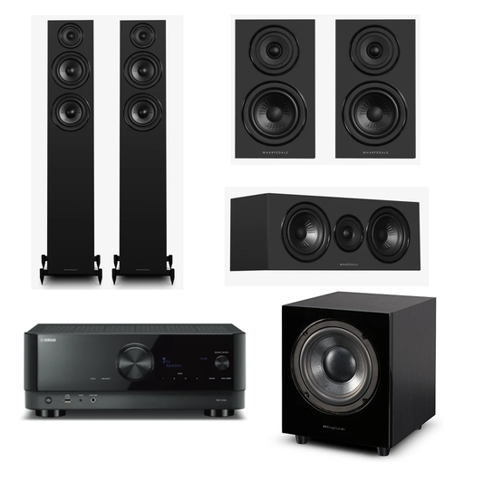 Wharfedale Diamond 12.4i Home Theatre System (Black)+ Yamaha RX-V4A AV Receiver (Black)