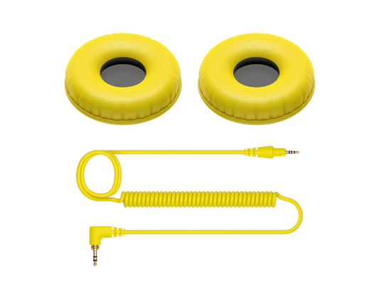 Pioneer DJ HC-CP08 Color Variation Coiled Cable and Ear Pads for HDJ-CUE1 - Yellow