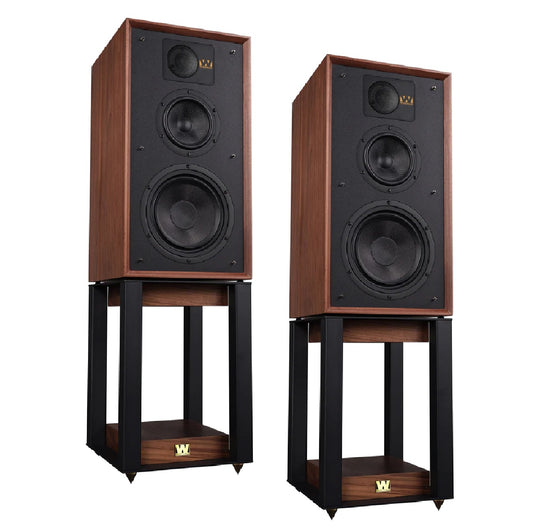 Wharfedale Linton 3-way standmount speaker with stands - pair - Walnut