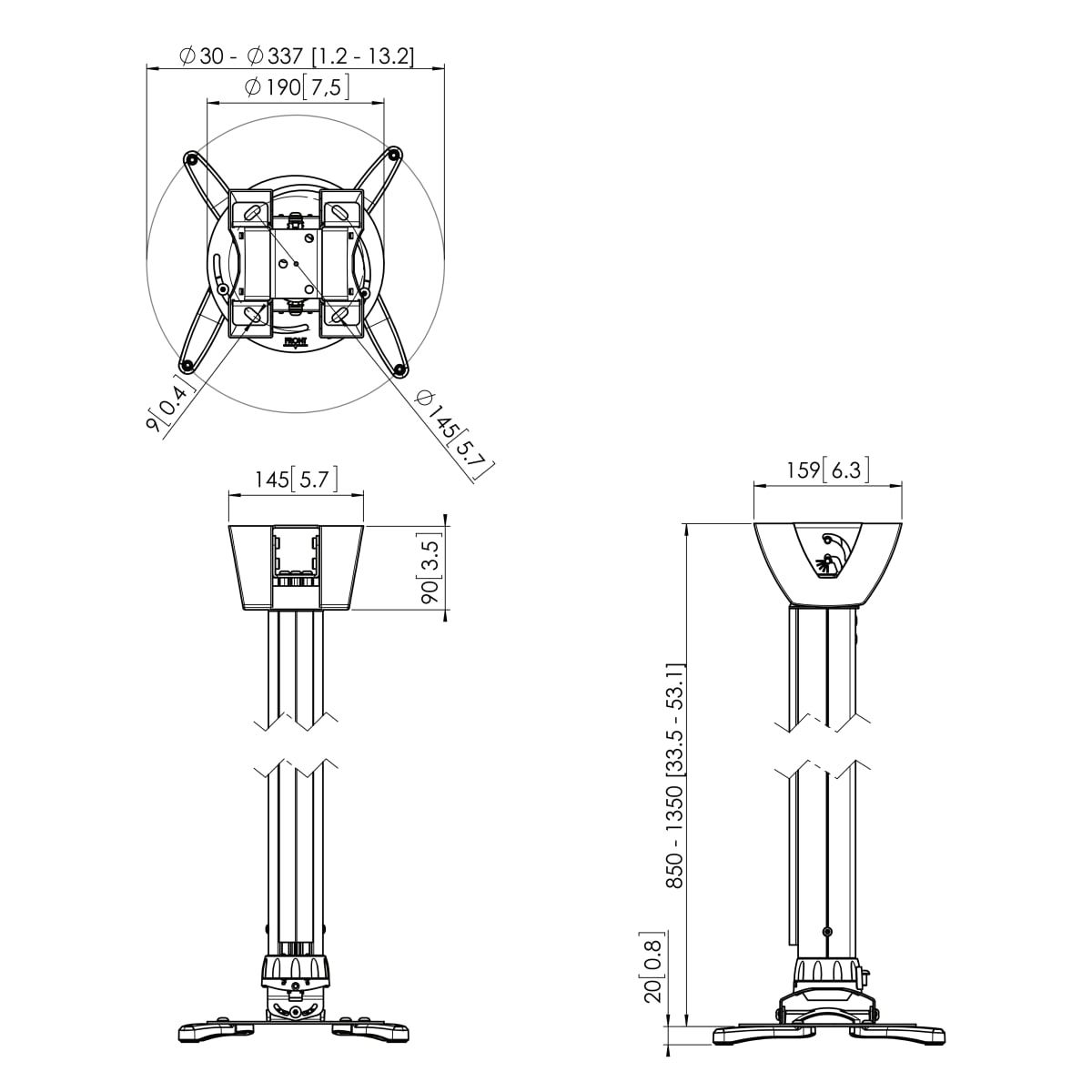 Vogel's PPC 1585 Projector ceiling mount - White