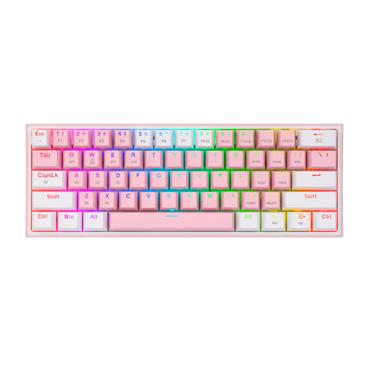REDRAGON FIZZ PRO RGB 61 KEY Mechancal Wireless Gaming Keyboard – Pink/White
