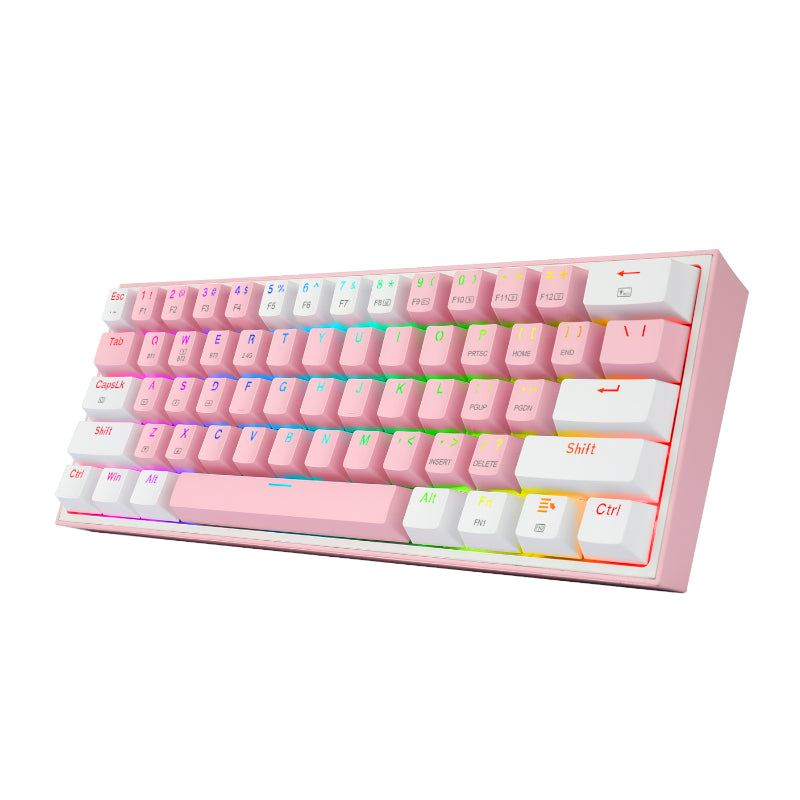 REDRAGON FIZZ PRO RGB 61 KEY Mechancal Wireless Gaming Keyboard – Pink/White